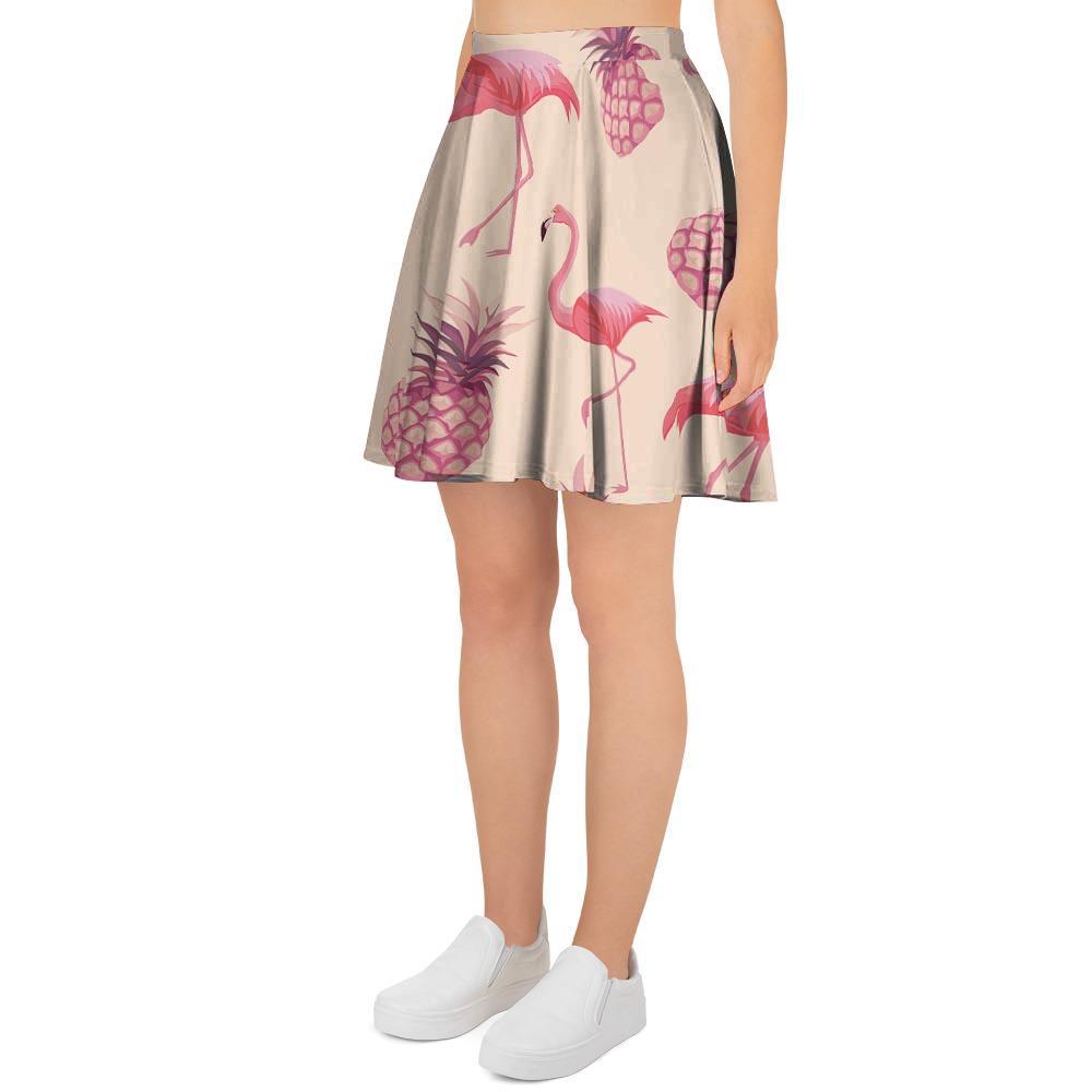 Pineapple Flamingo Print Women's Skirt-grizzshop