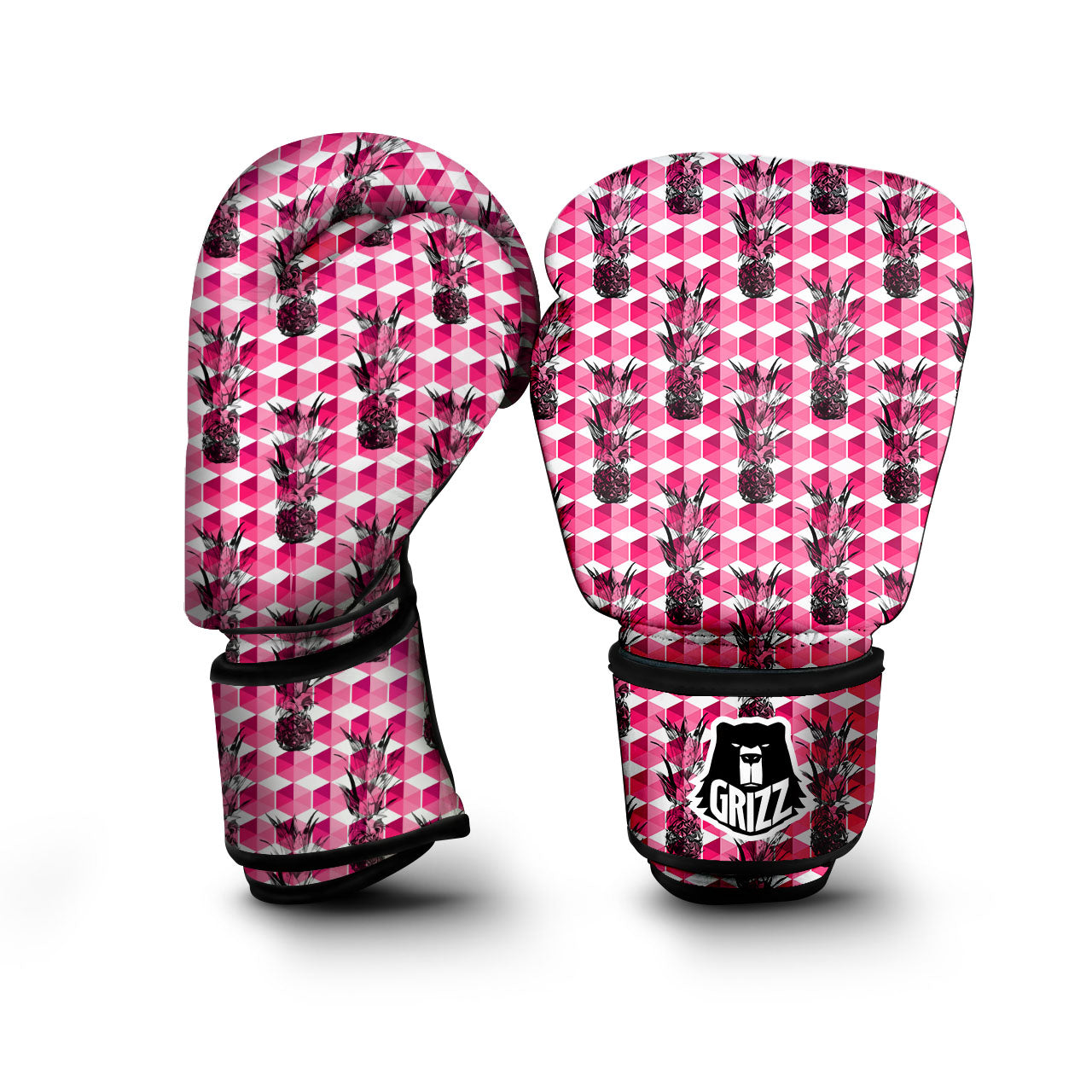 Pineapple Geometric Print Pattern Boxing Gloves-grizzshop
