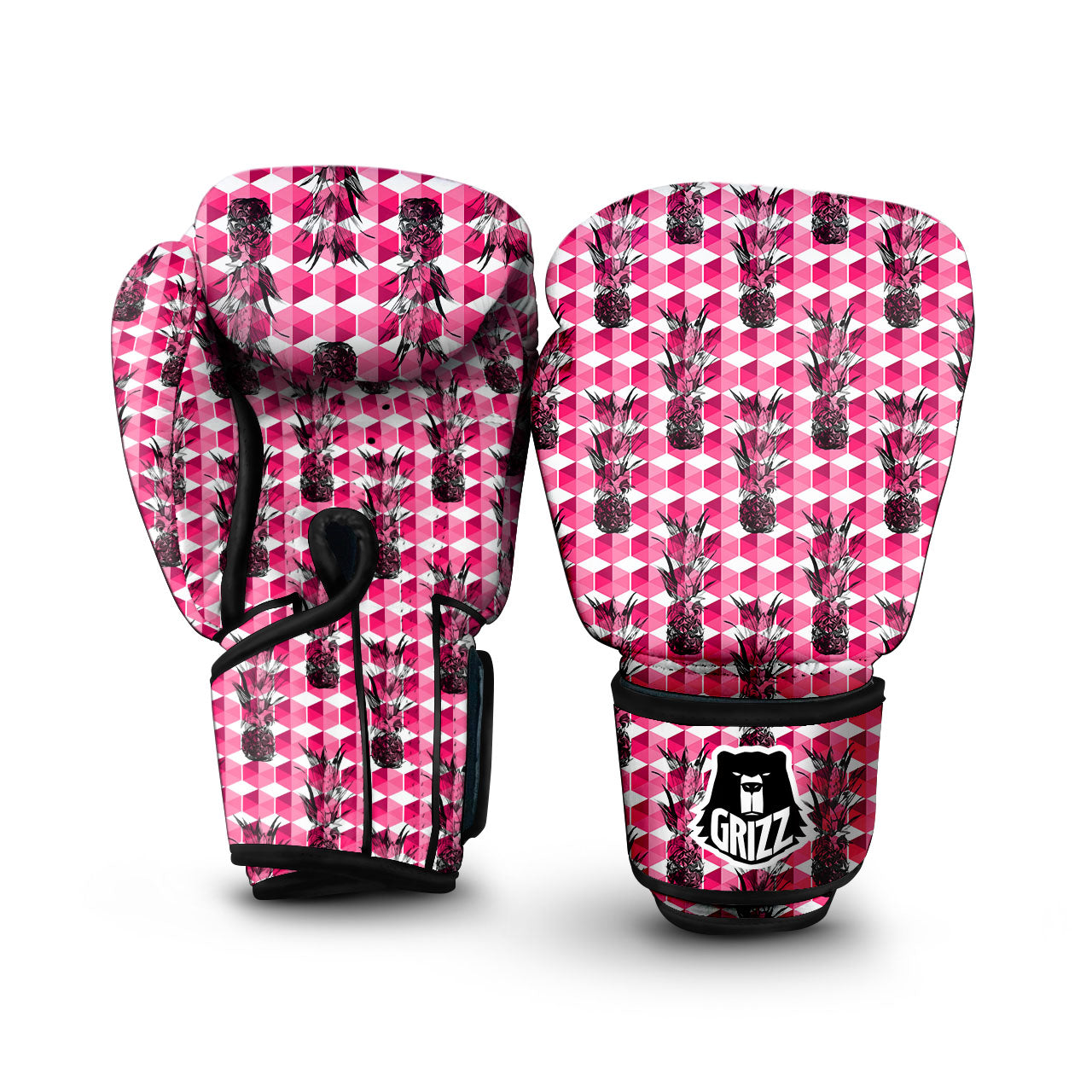 Pineapple Geometric Print Pattern Boxing Gloves-grizzshop