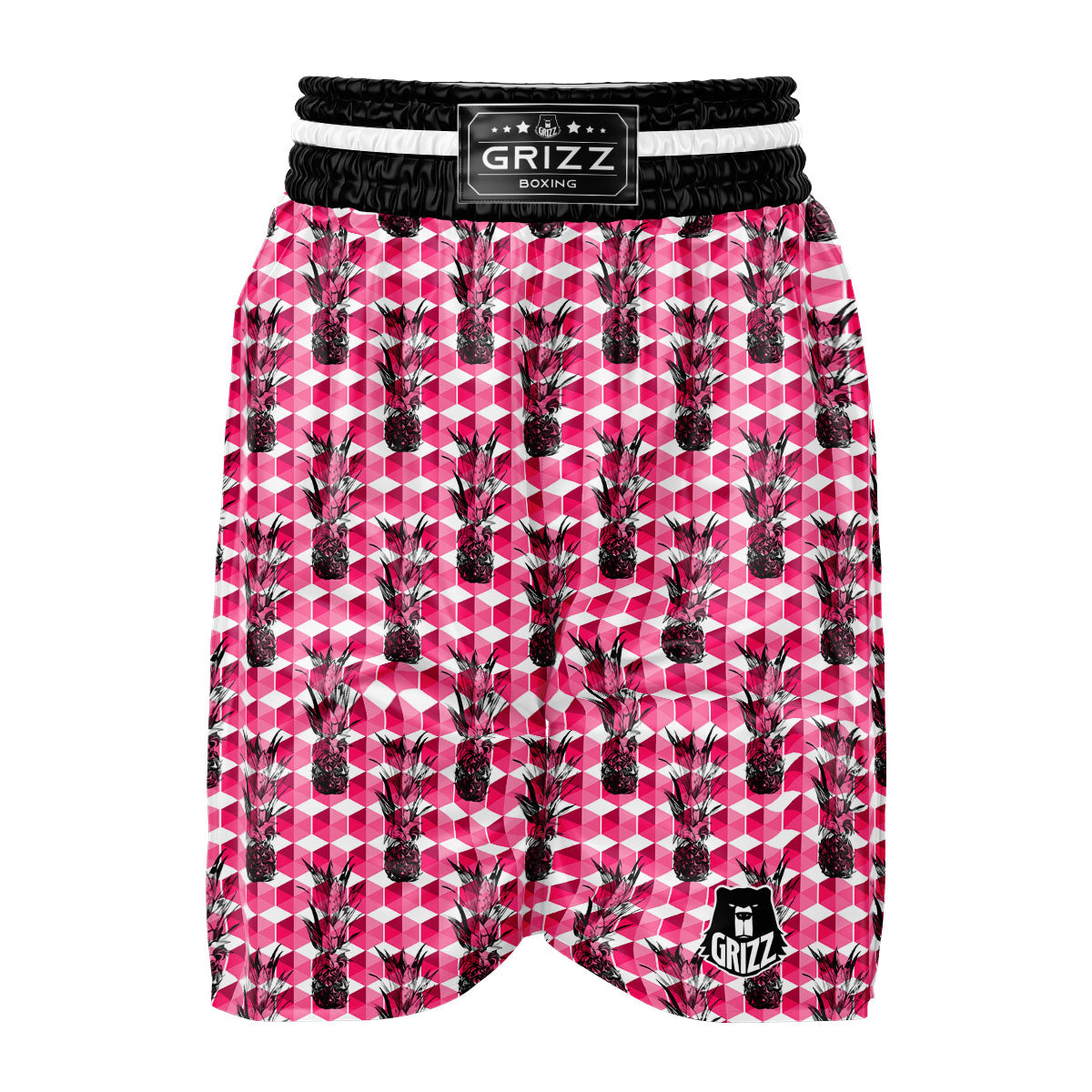 Pineapple Geometric Print Pattern Boxing Shorts-grizzshop
