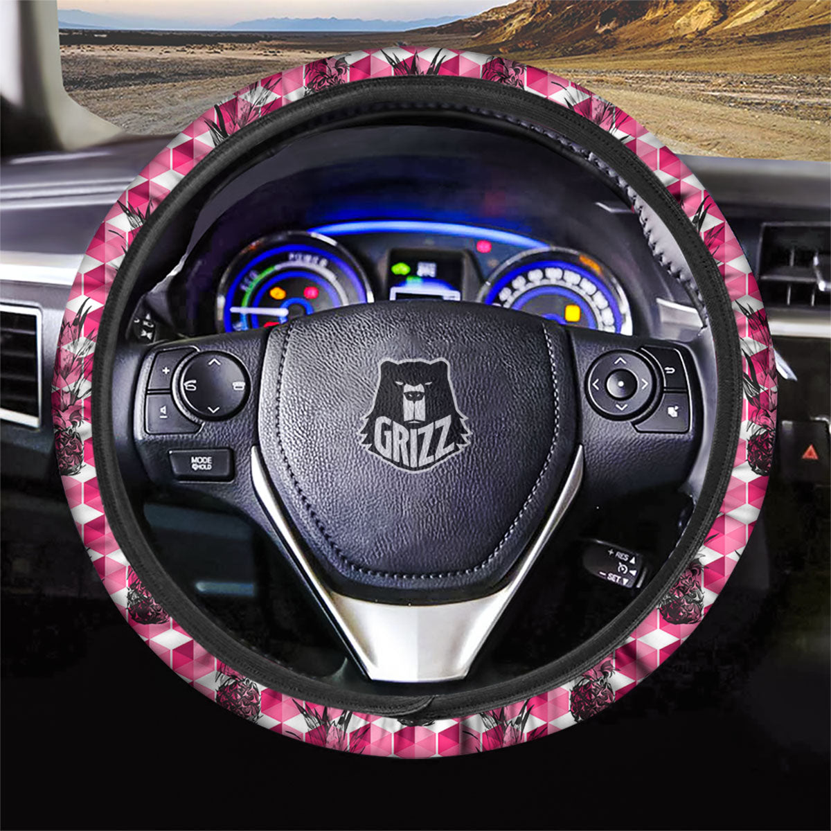 Pineapple Geometric Print Pattern Car Steering Wheel Cover-grizzshop