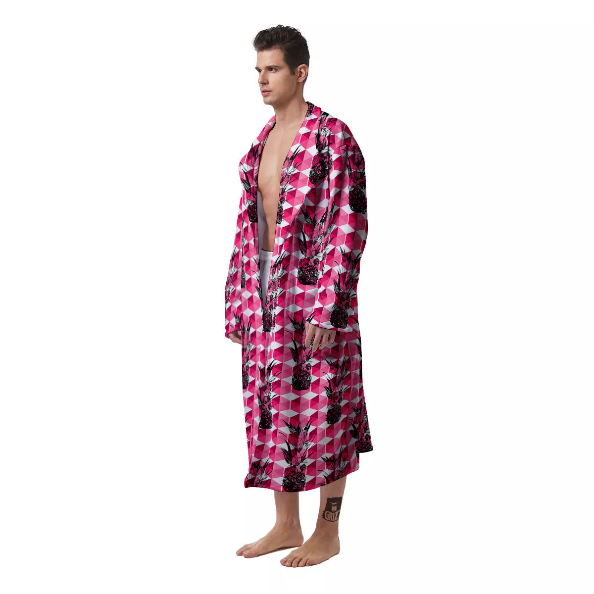 Pineapple Geometric Print Pattern Men's Robe-grizzshop