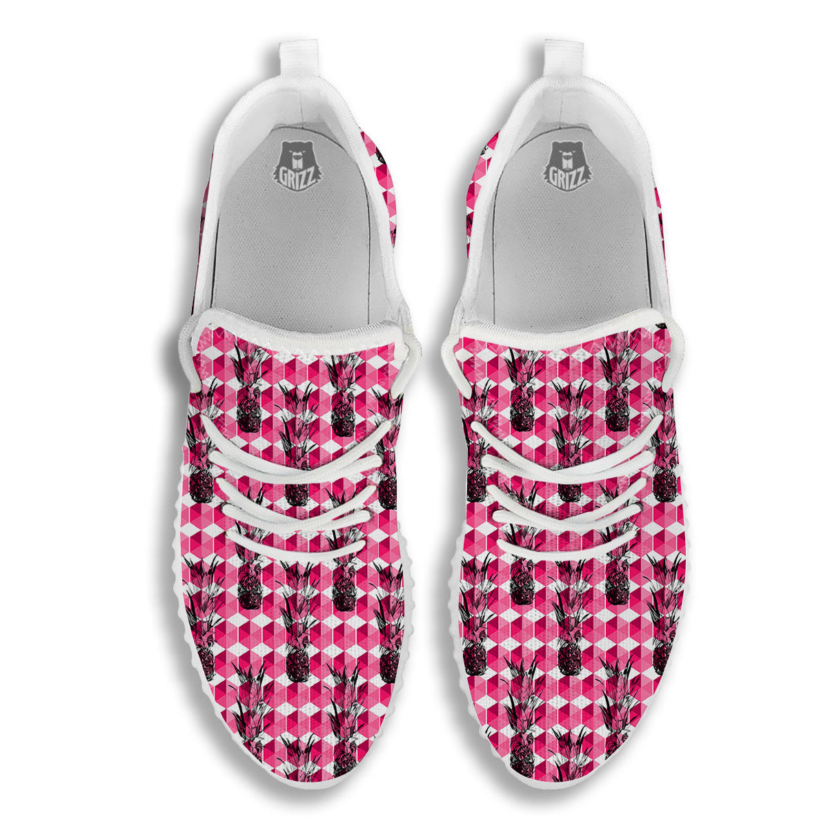 Pineapple Geometric Print Pattern White Walking Shoes-grizzshop