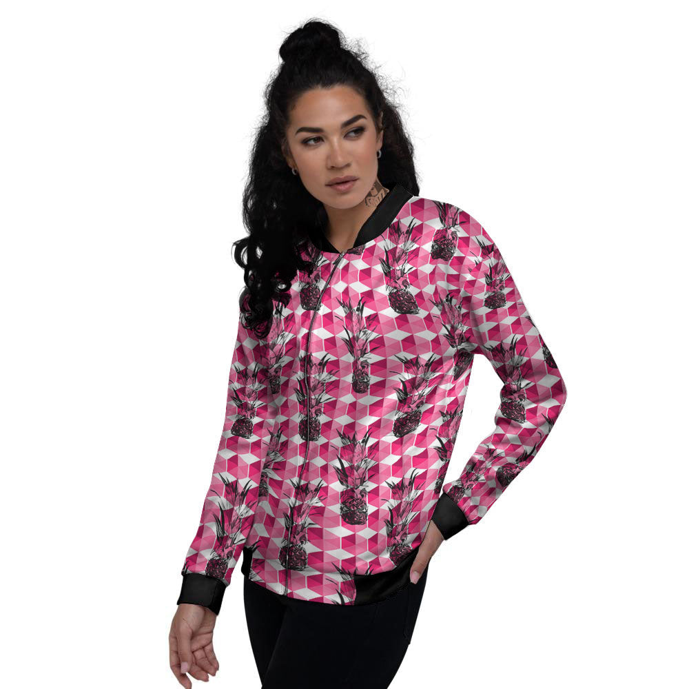 Pineapple Geometric Print Pattern Women's Bomber Jacket-grizzshop