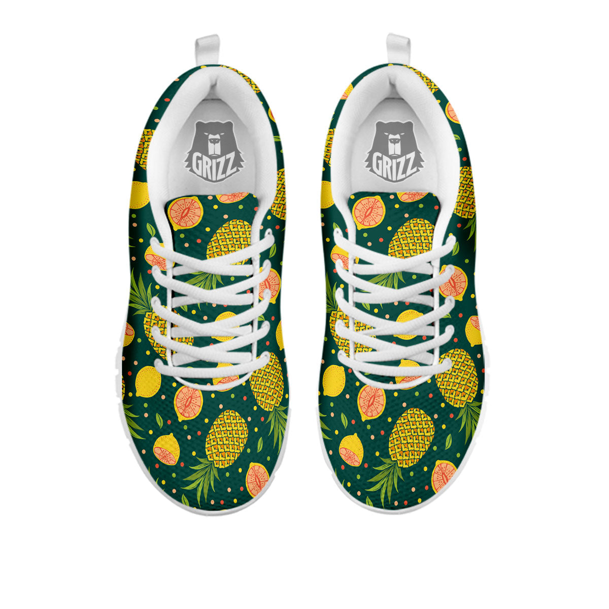 Pineapple Hawaiian Lime Print Pattern White Sneaker-grizzshop