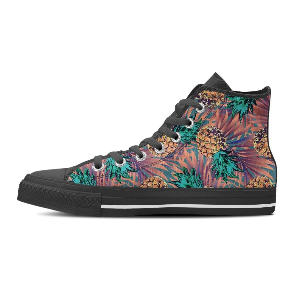 Pineapple Hawaiian Print Women's High Top Shoes-grizzshop
