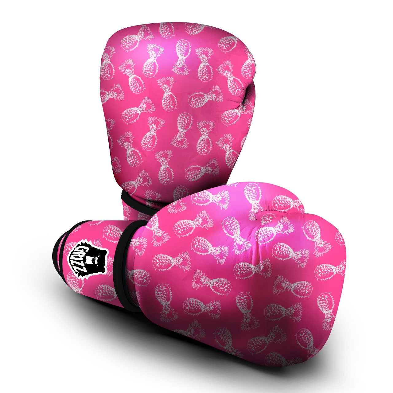 Pineapple Hot Pink Print Pattern Boxing Gloves-grizzshop