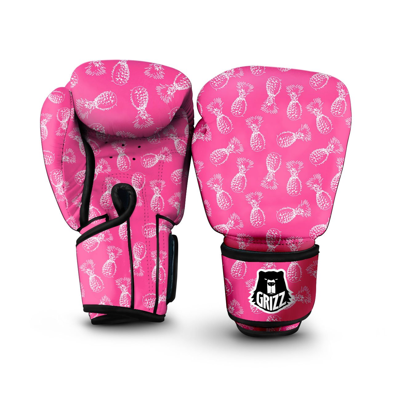 Pineapple Hot Pink Print Pattern Boxing Gloves-grizzshop