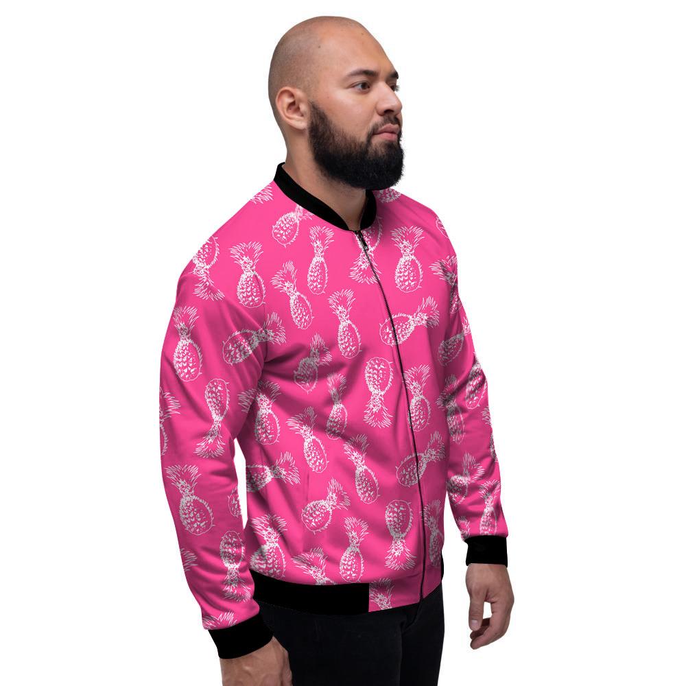Pineapple Hot Pink Print Pattern Men's Bomber Jacket-grizzshop