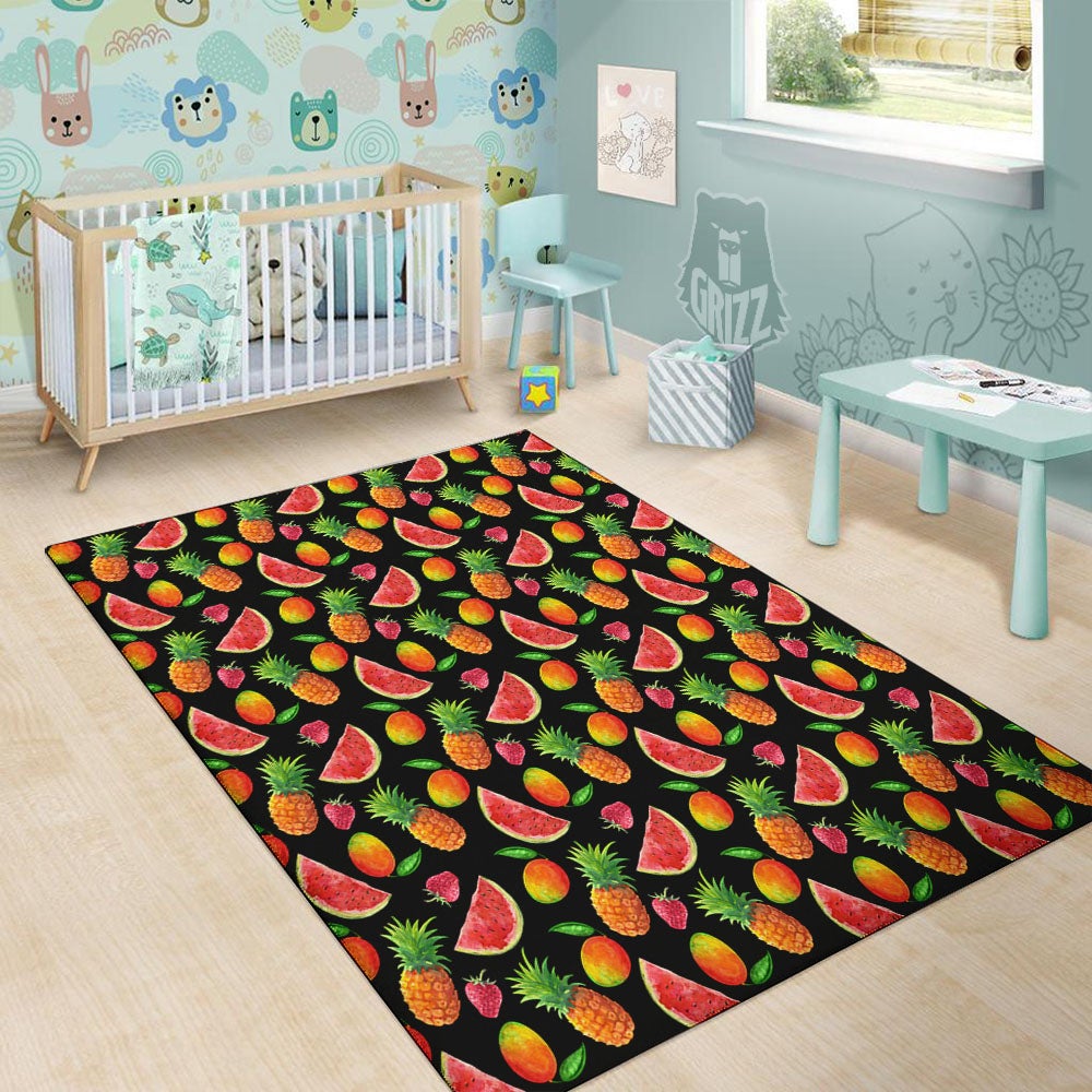 Pineapple Mix Fruit Print Pattern Floor Mat-grizzshop