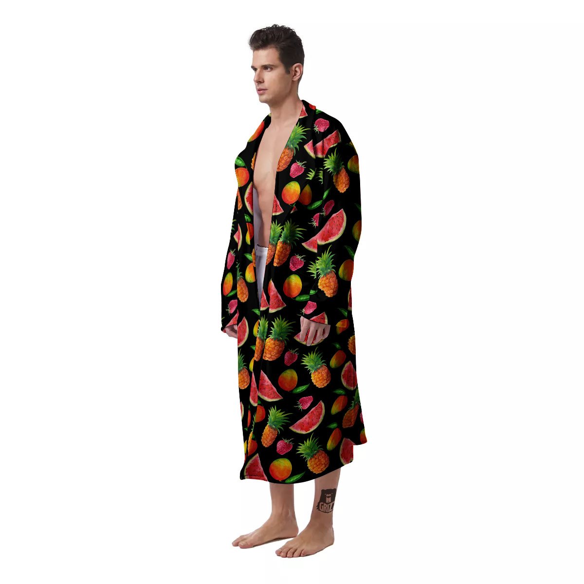 Pineapple Mix Fruit Print Pattern Men's Robe-grizzshop