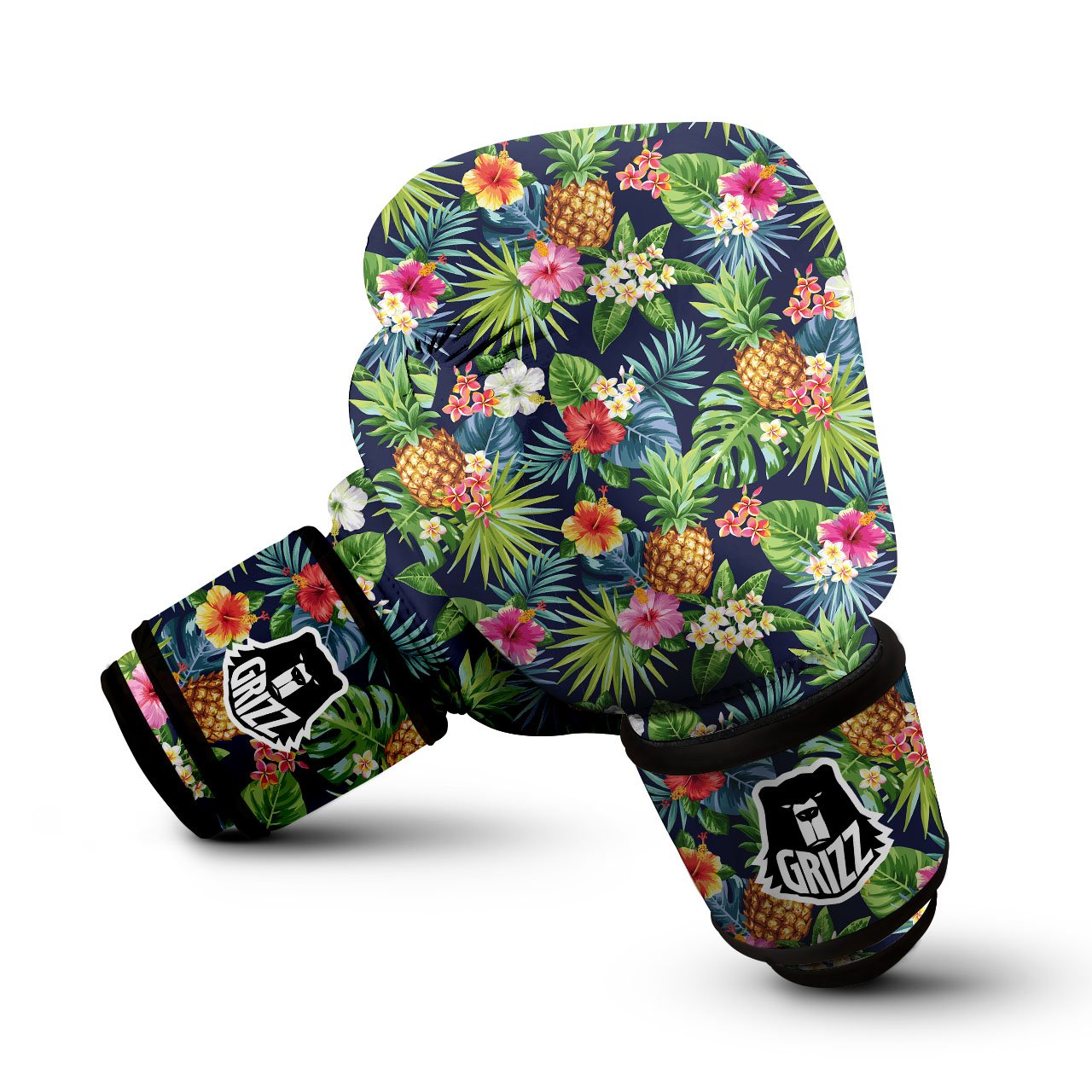 Pineapple Palm Leaf Print Pattern Boxing Gloves-grizzshop