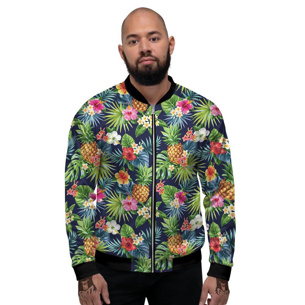 Pineapple Palm Leaf Print Pattern Men's Bomber Jacket-grizzshop
