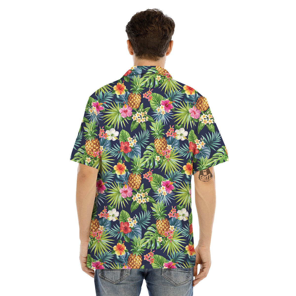 Pineapple Palm Leaf Print Pattern Men's Hawaiian Shirt-grizzshop