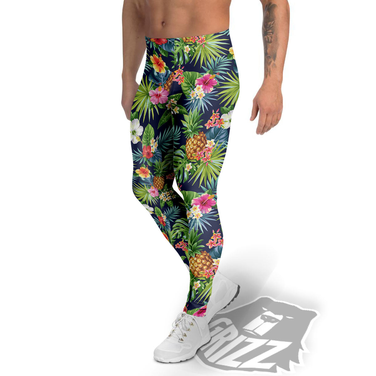 Pineapple Palm Leaf Print Pattern Men's Leggings-grizzshop