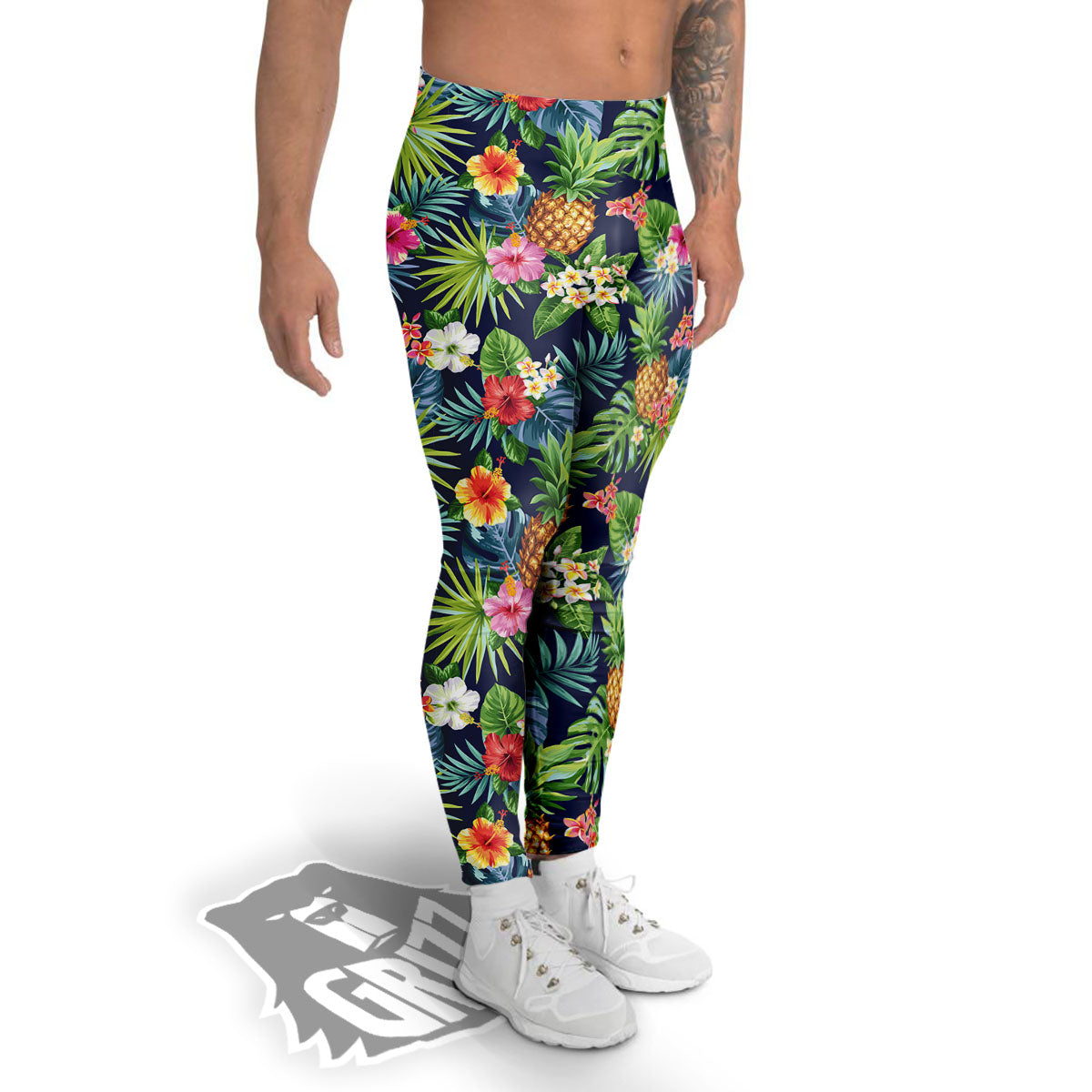 Pineapple Palm Leaf Print Pattern Men's Leggings-grizzshop