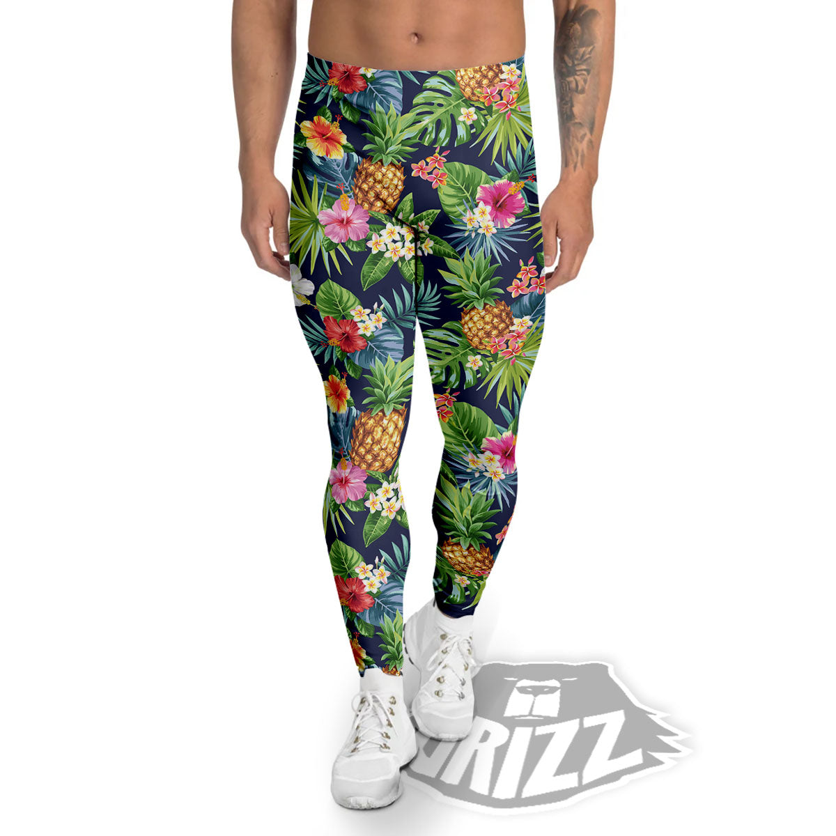 Pineapple Palm Leaf Print Pattern Men's Leggings-grizzshop