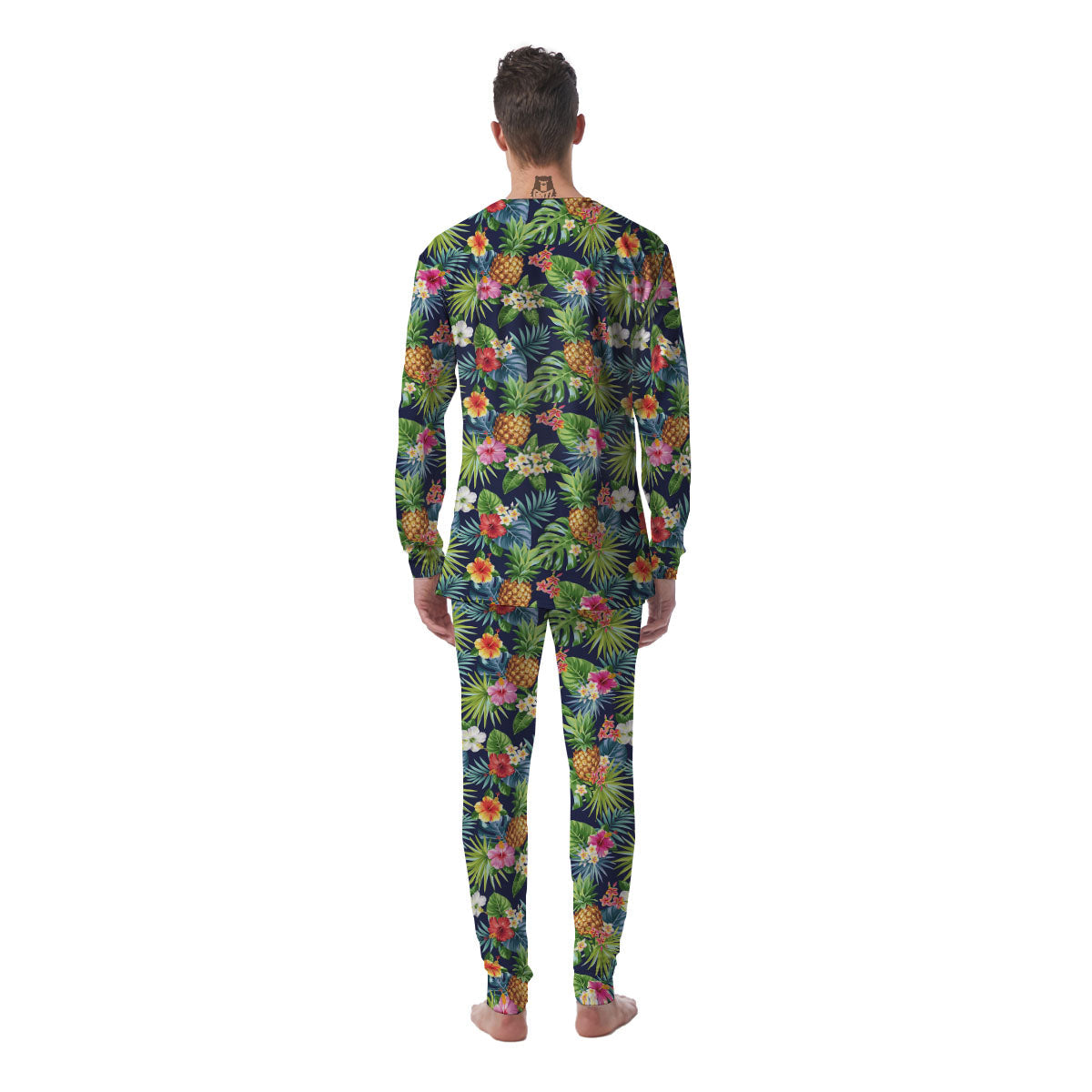 Pineapple Palm Leaf Print Pattern Men's Pajamas-grizzshop