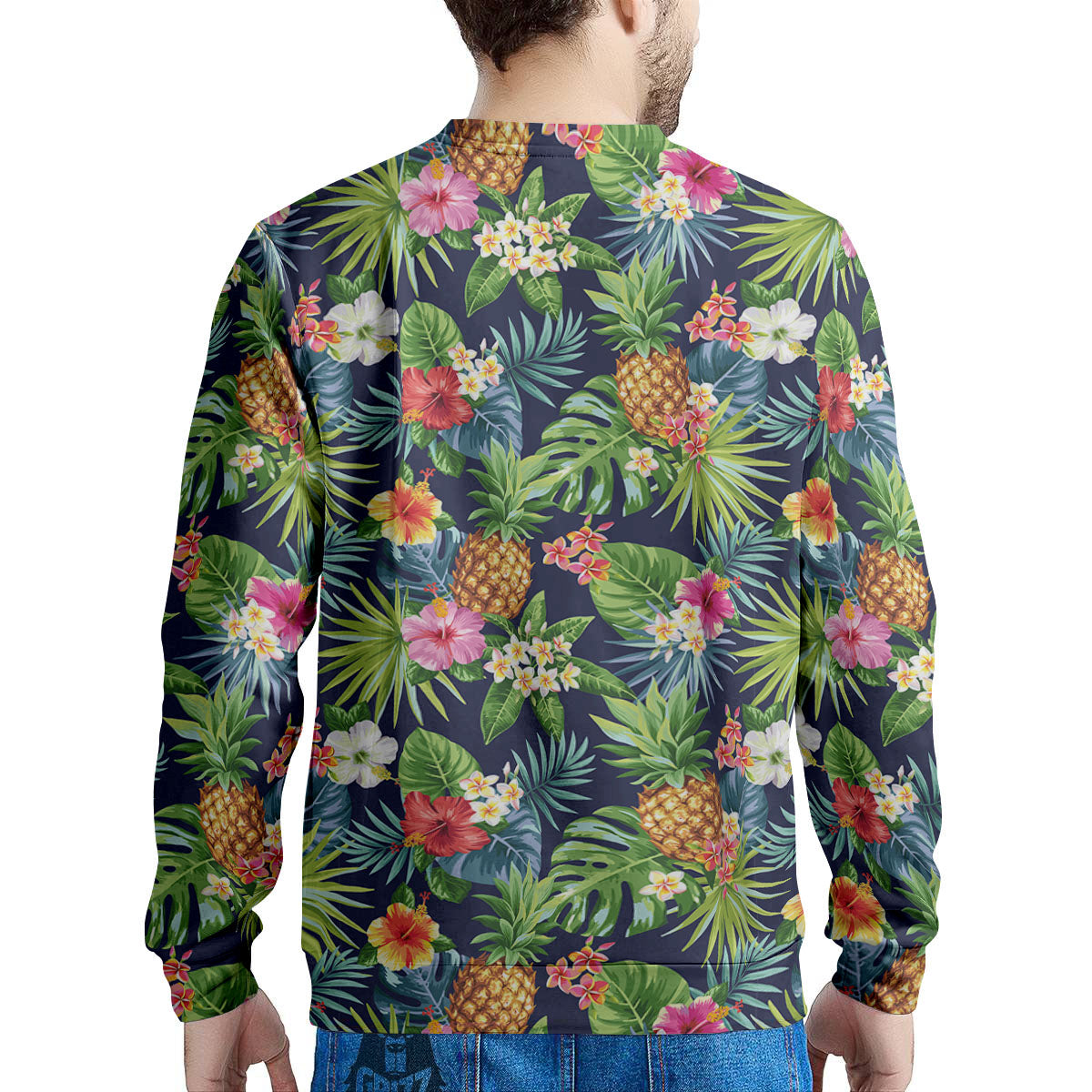 Pineapple Palm Leaf Print Pattern Men's Sweatshirt-grizzshop