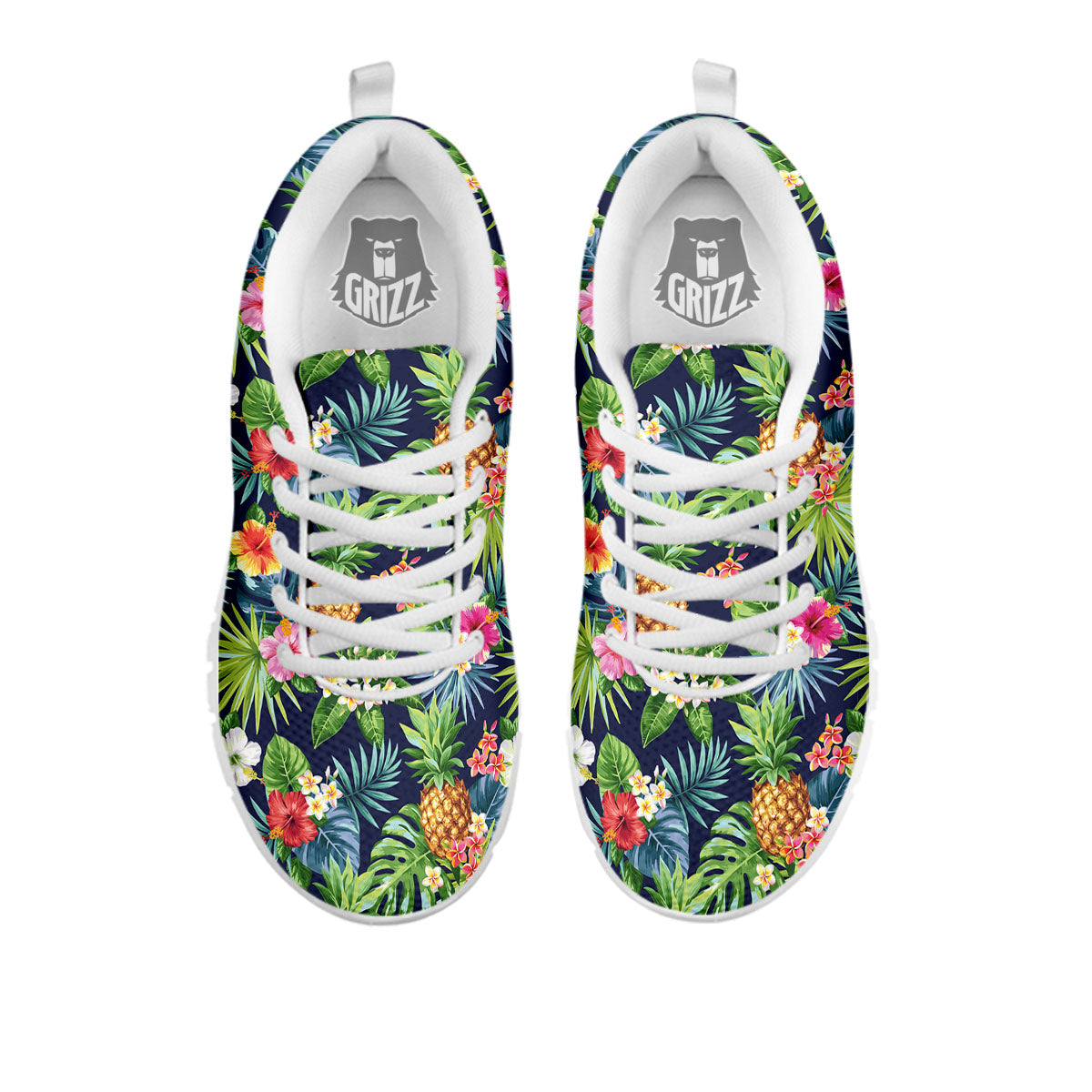 Pineapple Palm Leaf Print Pattern White Sneaker-grizzshop