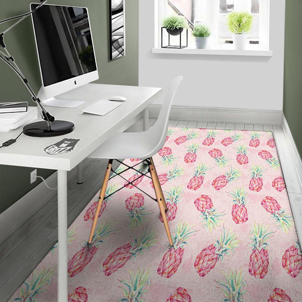 Pineapple Pastel Pink Print Pattern Floor Mat-grizzshop