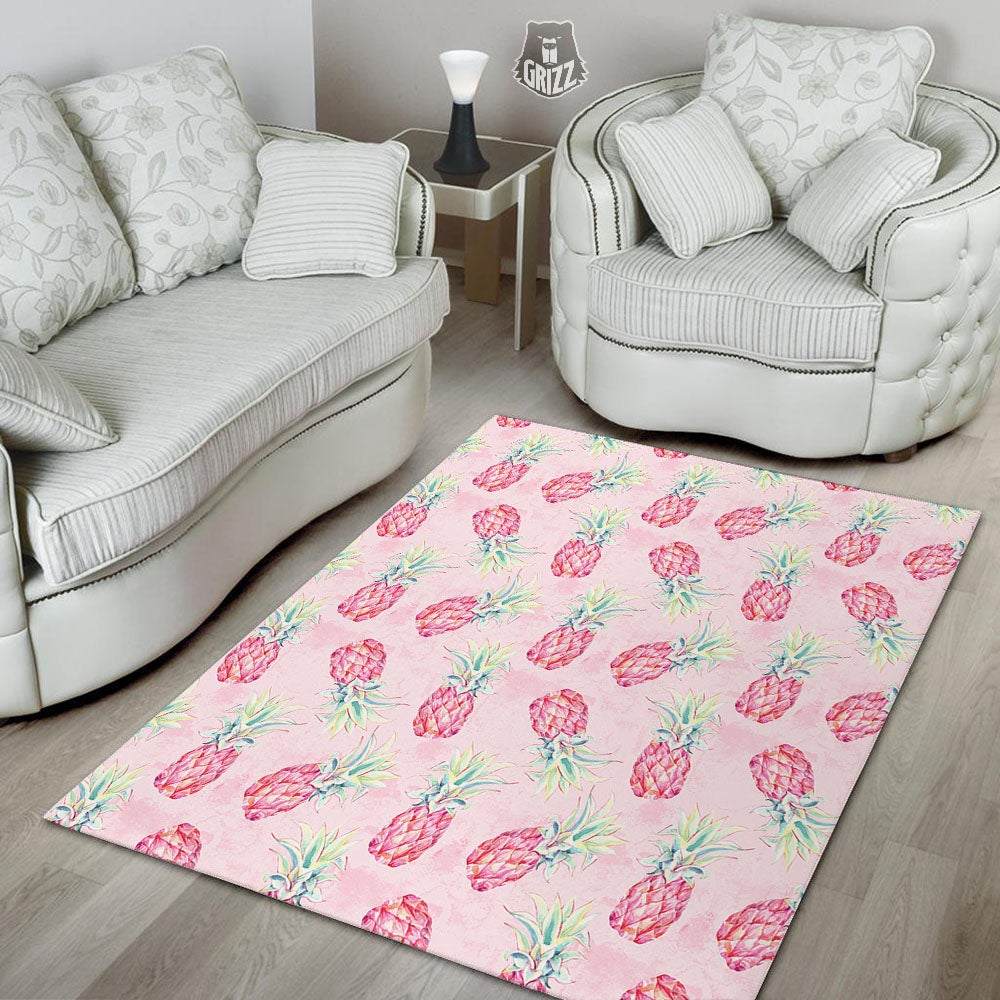 Pineapple Pastel Pink Print Pattern Floor Mat-grizzshop