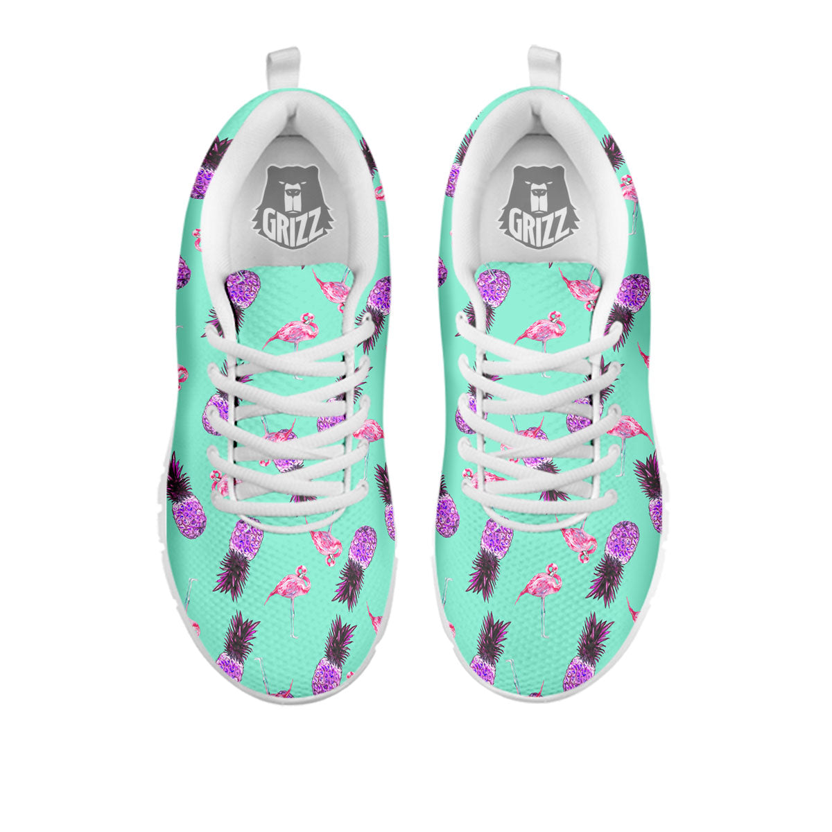 Pineapple Pastel Turquoise Print Pattern White Sneaker-grizzshop