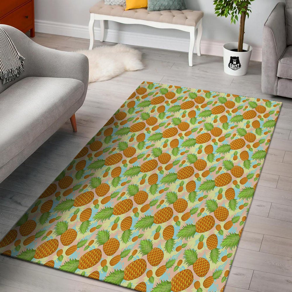 Pineapple Pastel Yellow Print Pattern Floor Mat-grizzshop