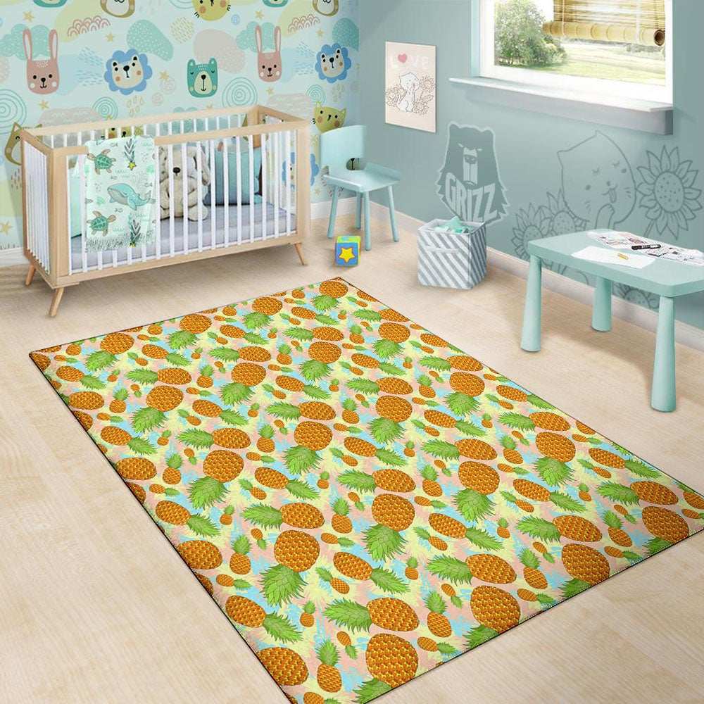 Pineapple Pastel Yellow Print Pattern Floor Mat-grizzshop