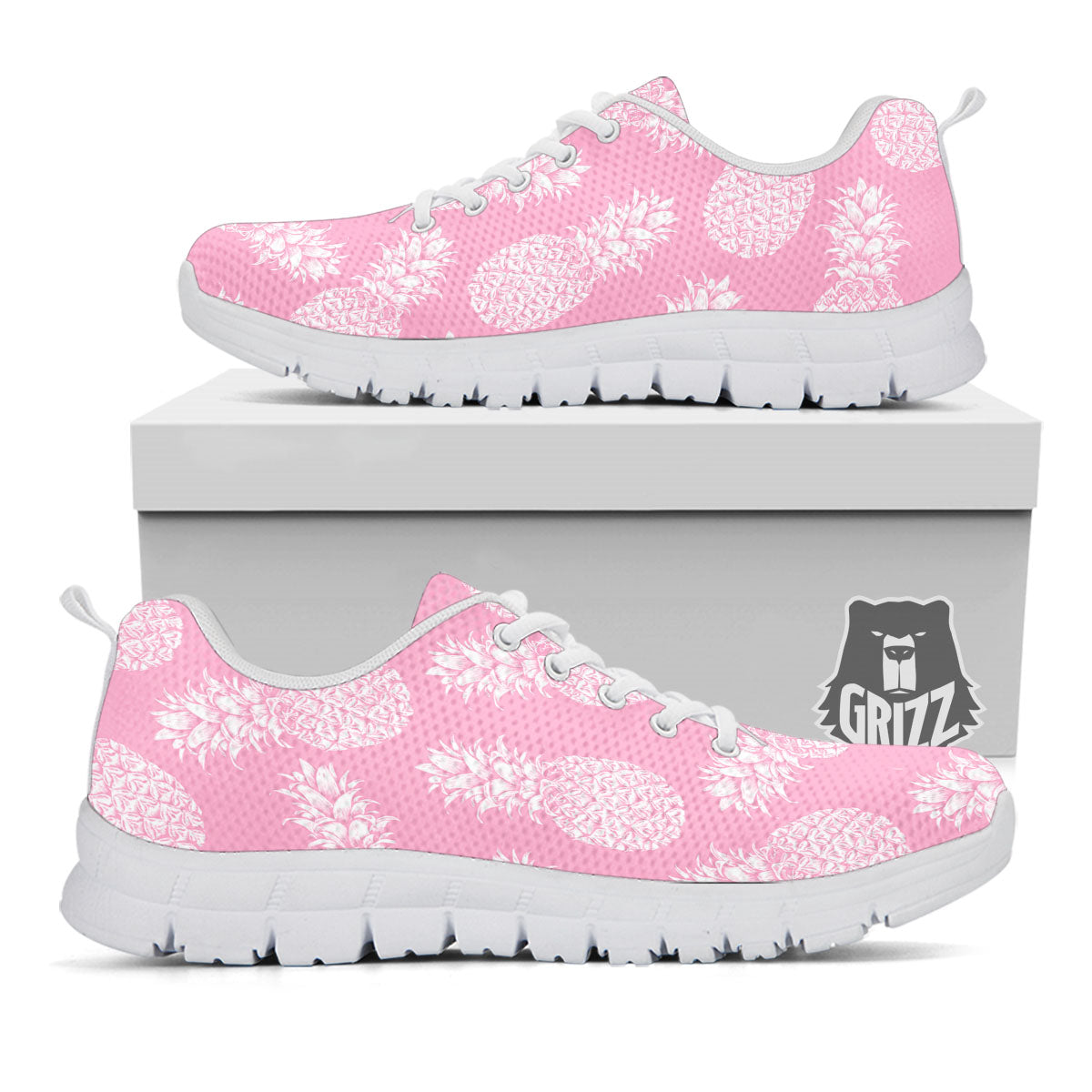 Pineapple Pink Print Pattern White Sneaker-grizzshop