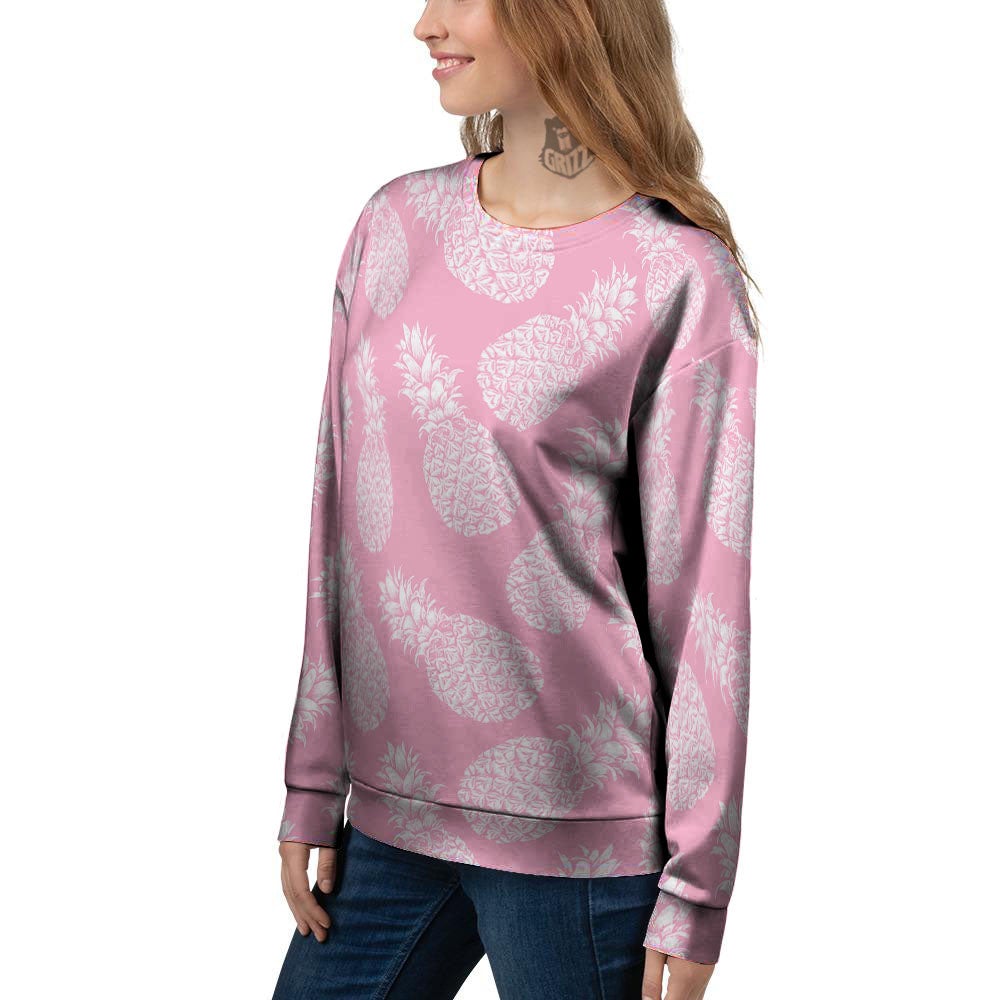 Pineapple Pink Print Pattern Women's Sweatshirt-grizzshop