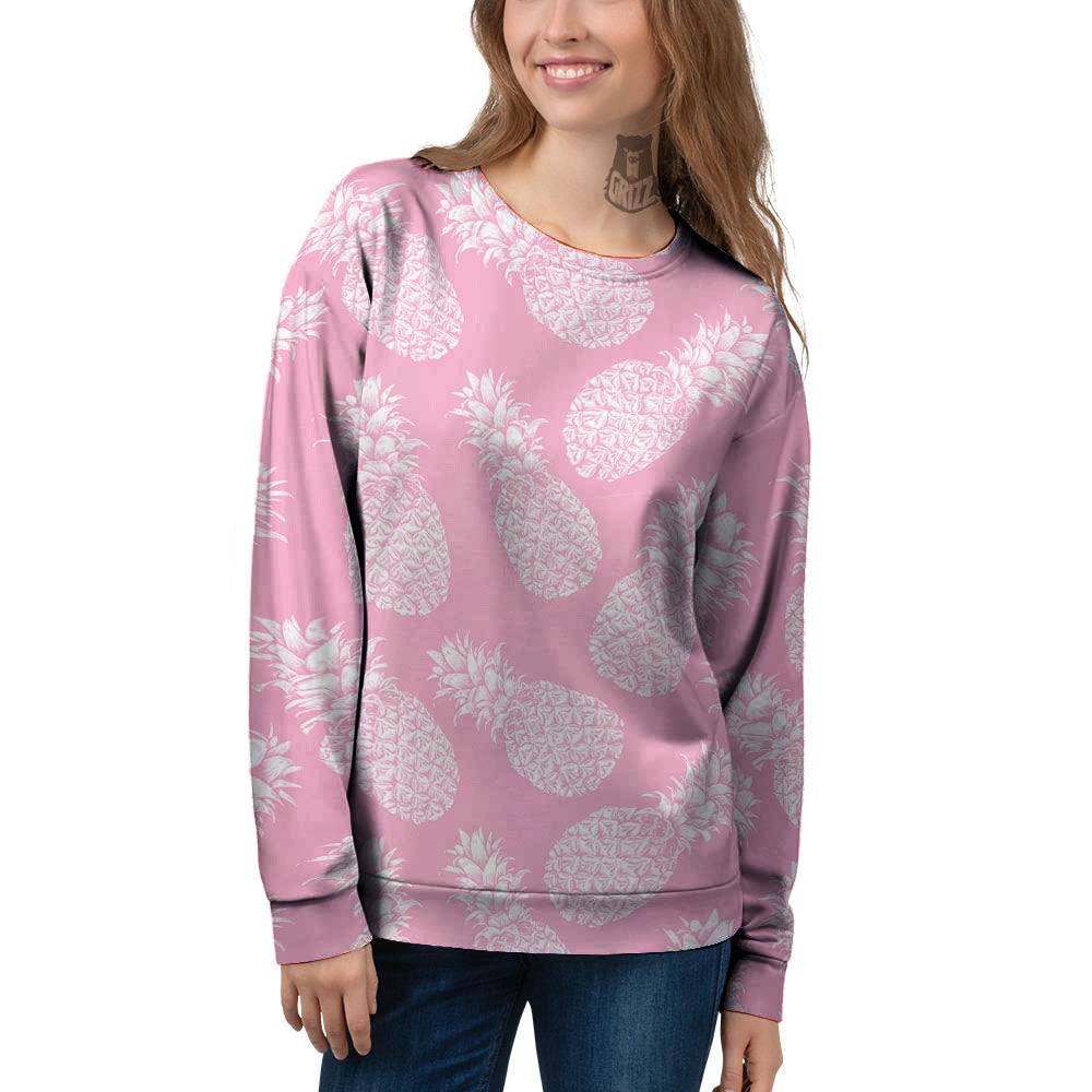 Pineapple Pink Print Pattern Women's Sweatshirt-grizzshop