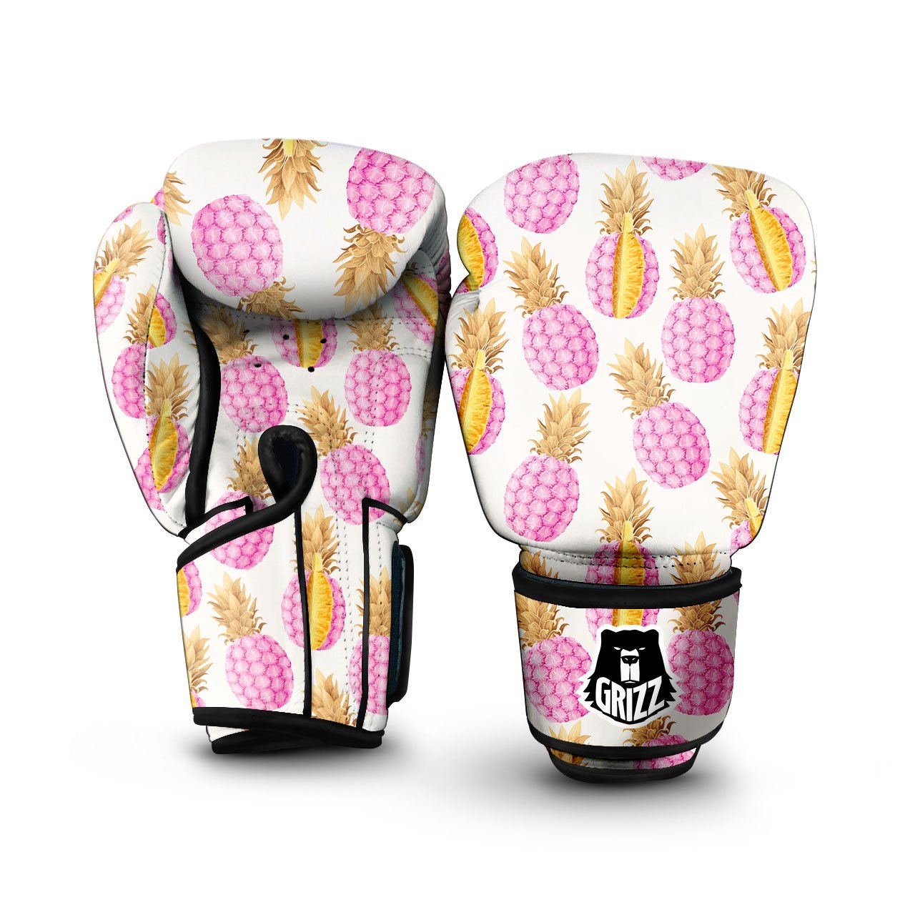 Pineapple Pink Vintage Print Pattern Boxing Gloves-grizzshop
