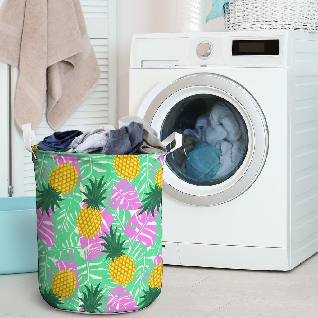 Pineapple Print Laundry Basket-grizzshop