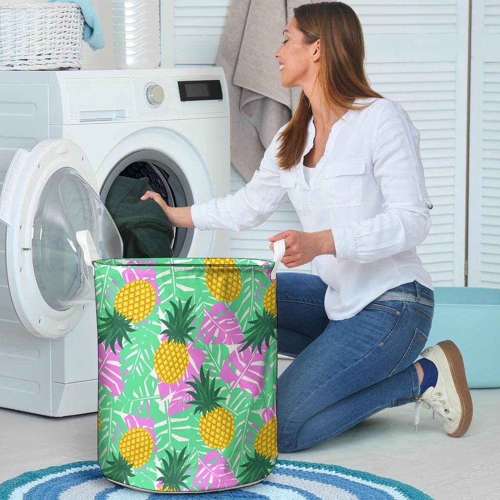 Pineapple Print Laundry Basket-grizzshop