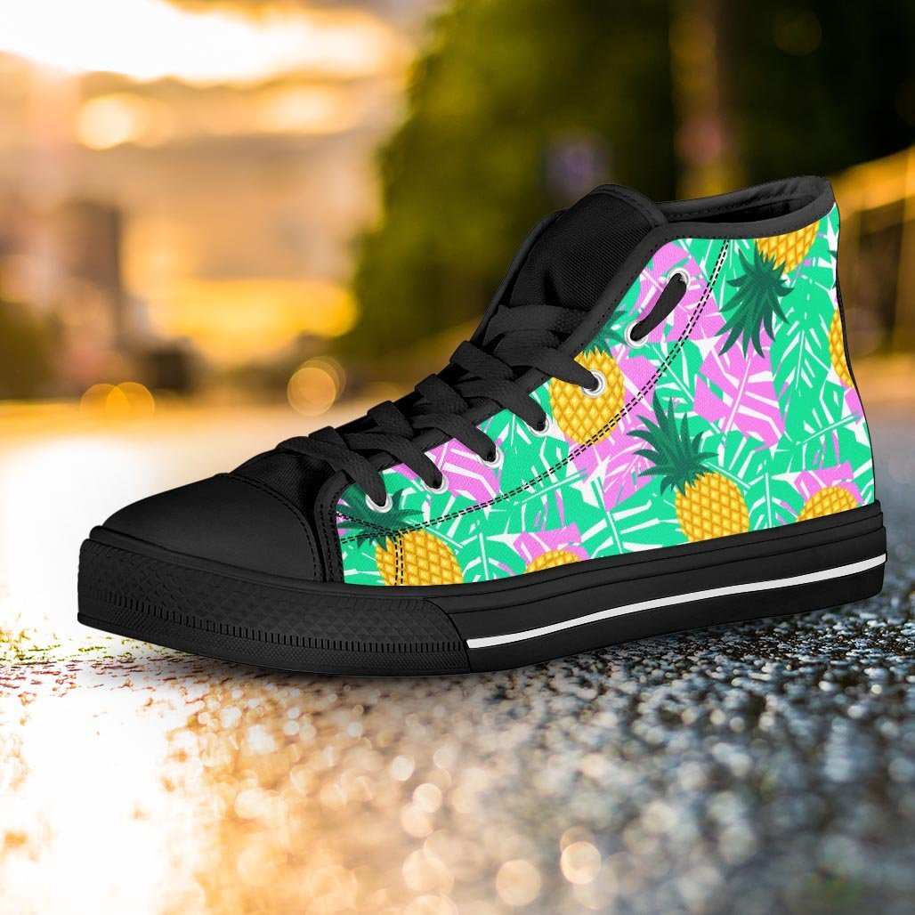 Pineapple Print Women's High Top Shoes-grizzshop