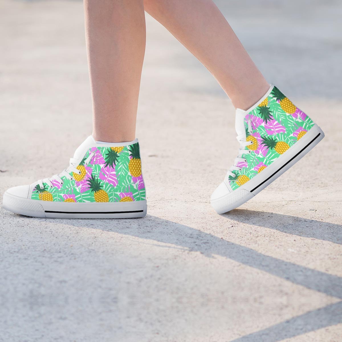 Pineapple Print Women's High Top Shoes-grizzshop