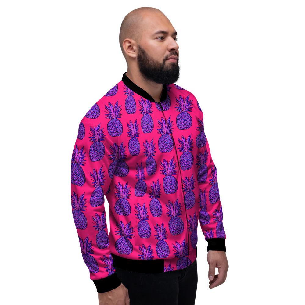Pineapple Purple Print Pattern Men's Bomber Jacket-grizzshop
