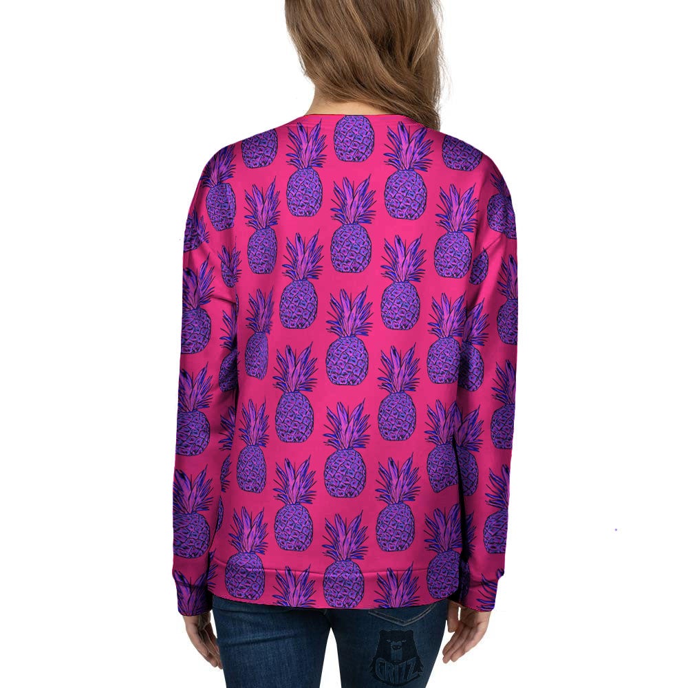 Pineapple Purple Print Pattern Women's Sweatshirt-grizzshop
