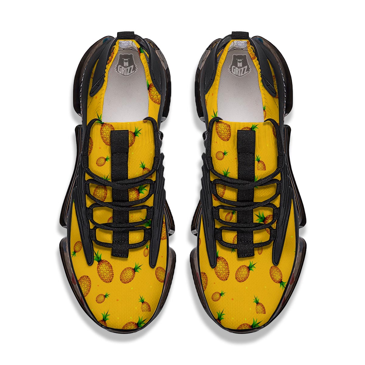 Pineapple Sand Beach Print Pattern Black Gym Shoes-grizzshop