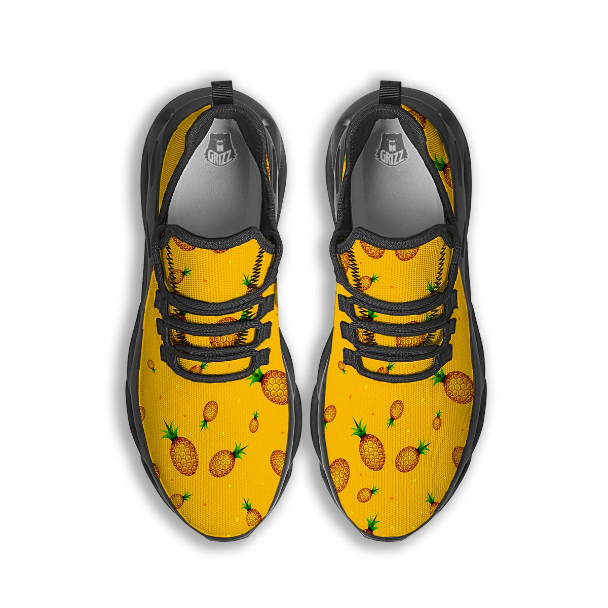 Pineapple Sand Beach Print Pattern Black Running Shoes-grizzshop