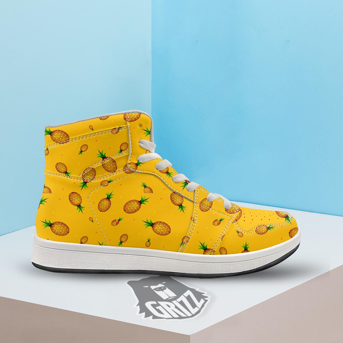 Pineapple Sand Beach Print Pattern High Top Sneakers-grizzshop
