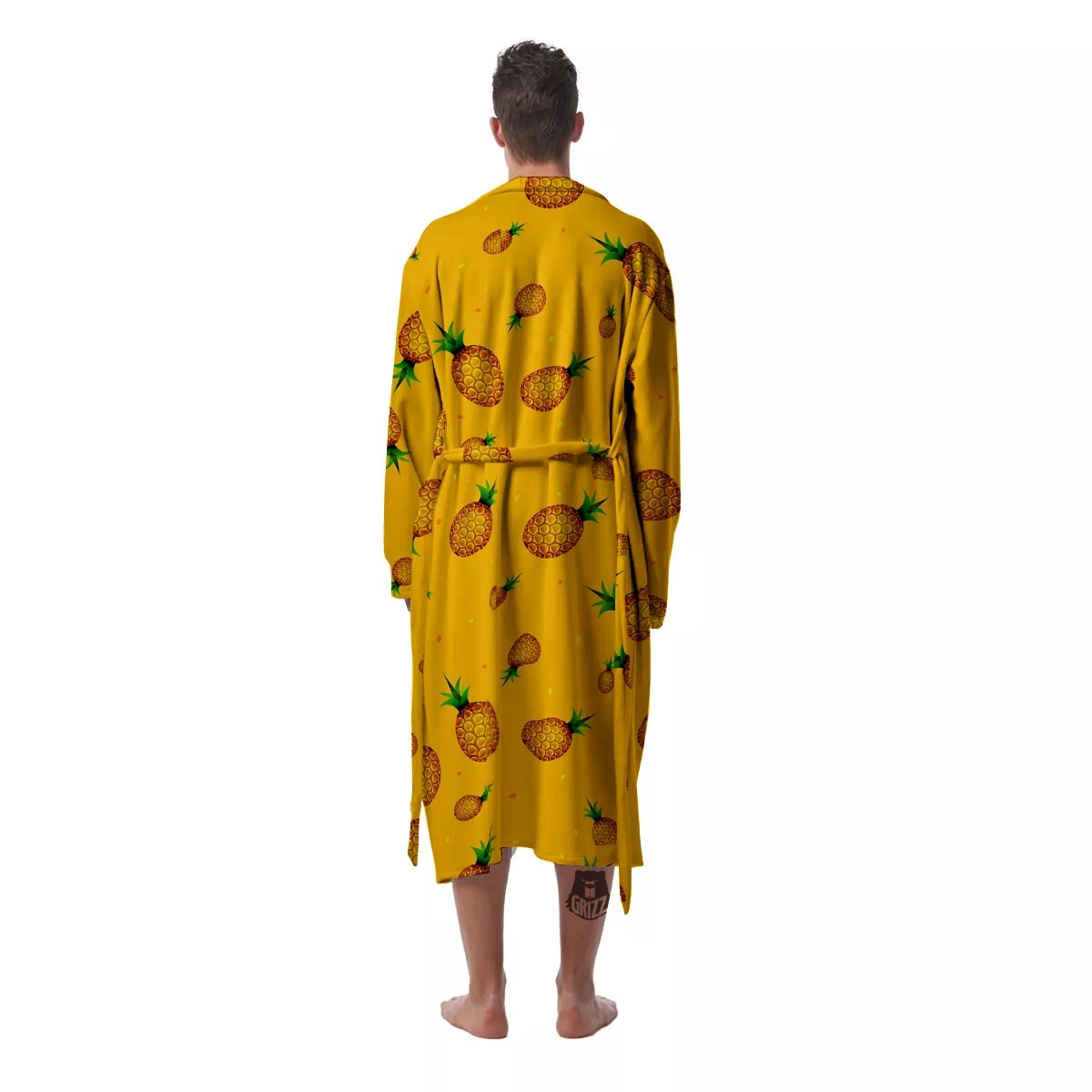 Pineapple Sand Beach Print Pattern Men's Robe-grizzshop
