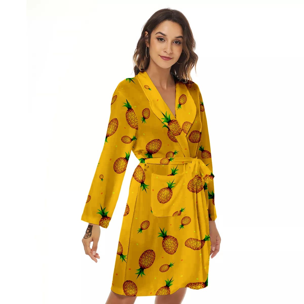 Pineapple Sand Beach Print Pattern Women's Robe-grizzshop