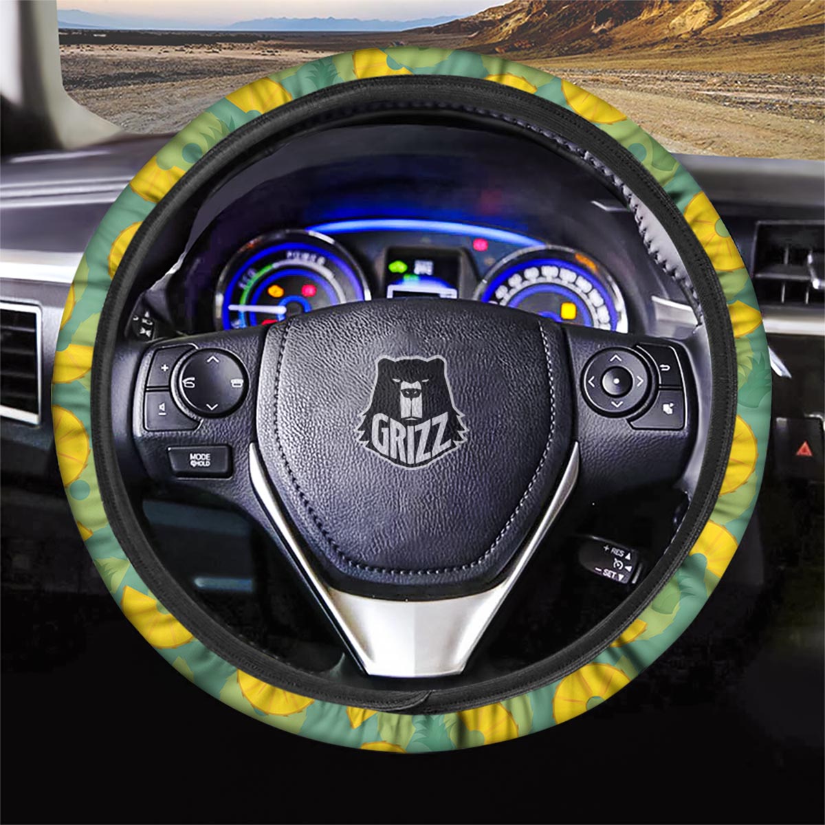 Pineapple Sliced Print Pattern Car Steering Wheel Cover-grizzshop