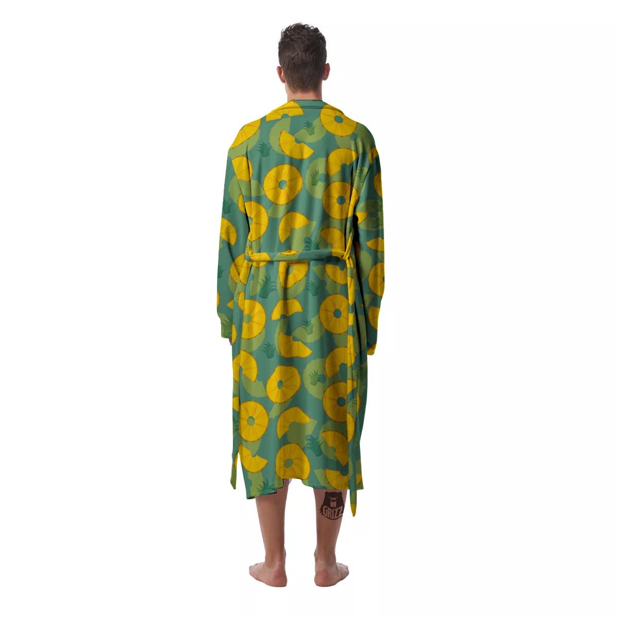 Pineapple Sliced Print Pattern Men's Robe-grizzshop