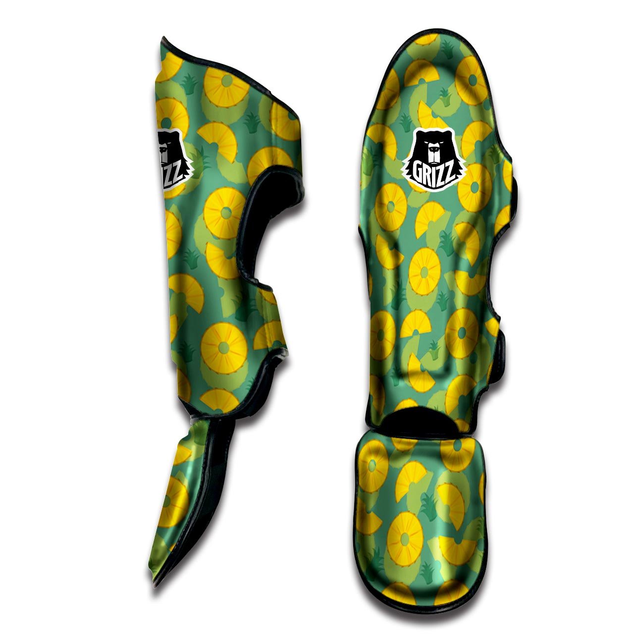 Pineapple Sliced Print Pattern Muay Thai Shin Guards-grizzshop