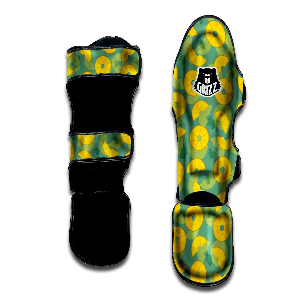 Pineapple Sliced Print Pattern Muay Thai Shin Guards-grizzshop