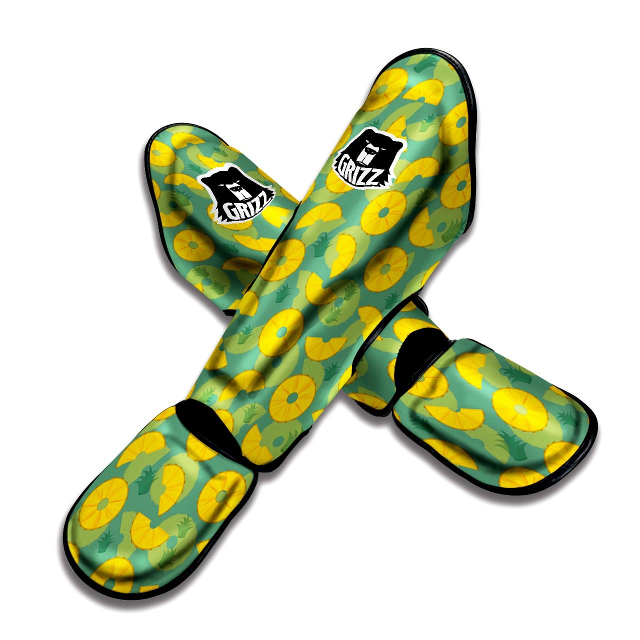 Pineapple Sliced Print Pattern Muay Thai Shin Guards-grizzshop