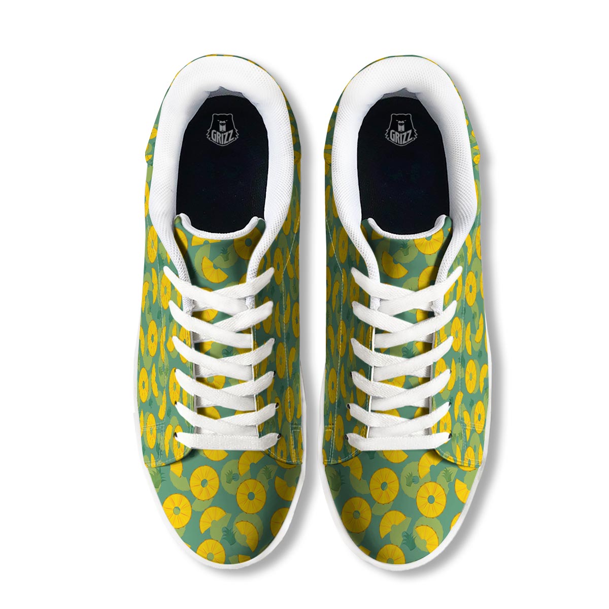 Pineapple Sliced Print Pattern White Low Top Sneakers-grizzshop